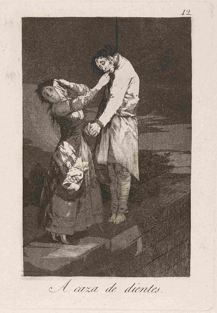 Francisco de Goya, A caza de dientes. (Out hunting for teeth.) (1796-1797)