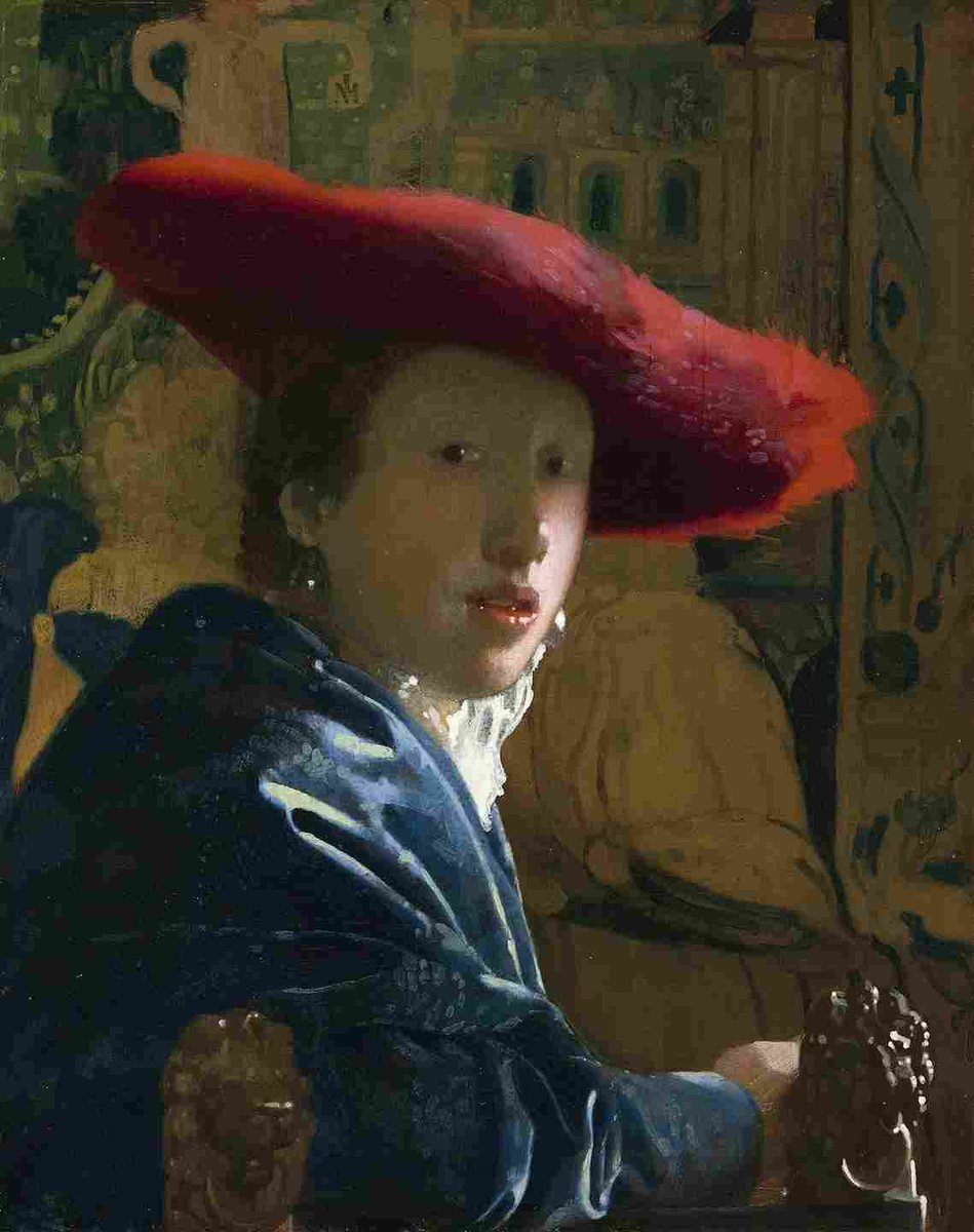 约翰内斯-维米尔《戴红帽子的女孩》（约 1665-1666 年）