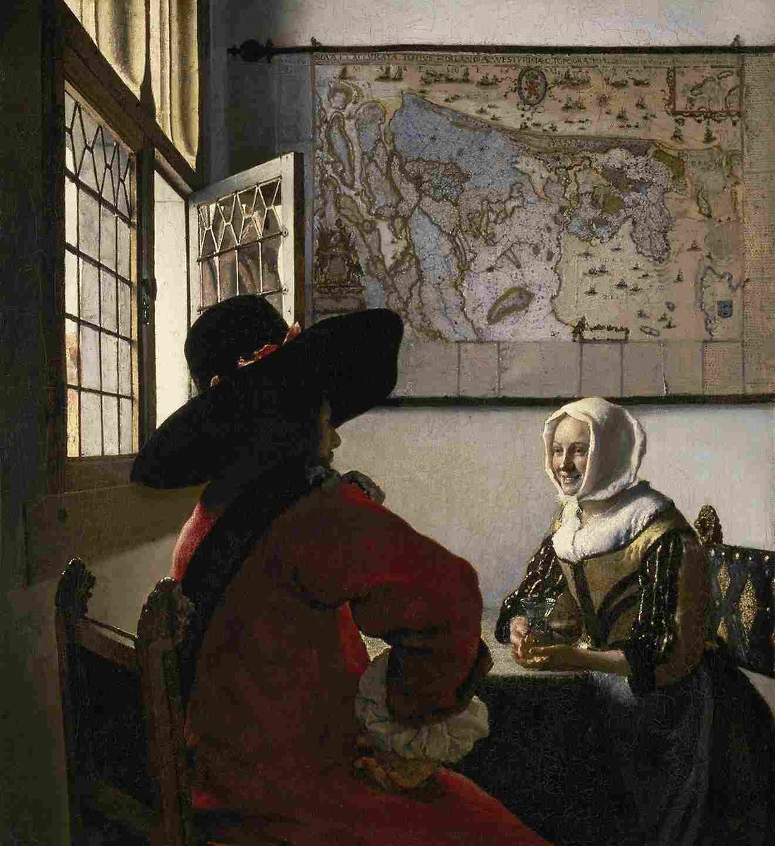 Johannes Vermeer Oficial y muchacha riendo (hacia 1657)-1