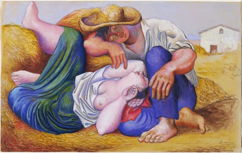 Pablo Picasso, 1919, Sleeping Peasants, gouache, watercolor, and pencil on paper, 31.1 x 48.9 cm, Museum of Modern Art, New York.